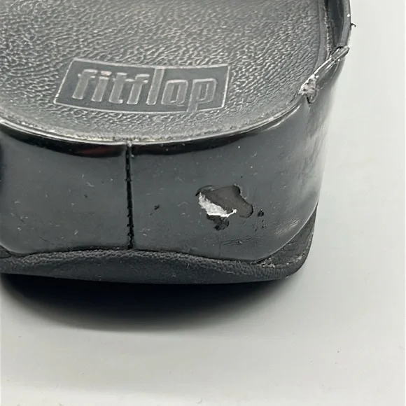 Womens Fit Flop Finos Glitzy Flip Flop Wedge Sandal Black 8 - Picture 5 of 7